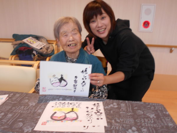 DSCN0656 600x450 - 「己書」　ひな祭りに向けて🎎